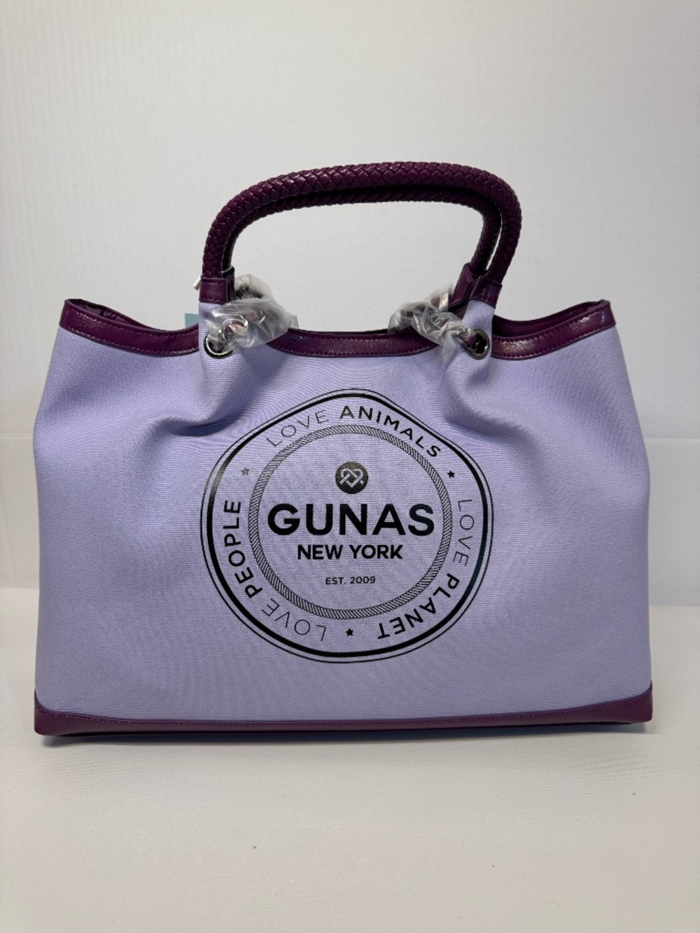 NWT GUNAS Ruth Lilac Vegan Tote Bag PETA Approved + Pouch